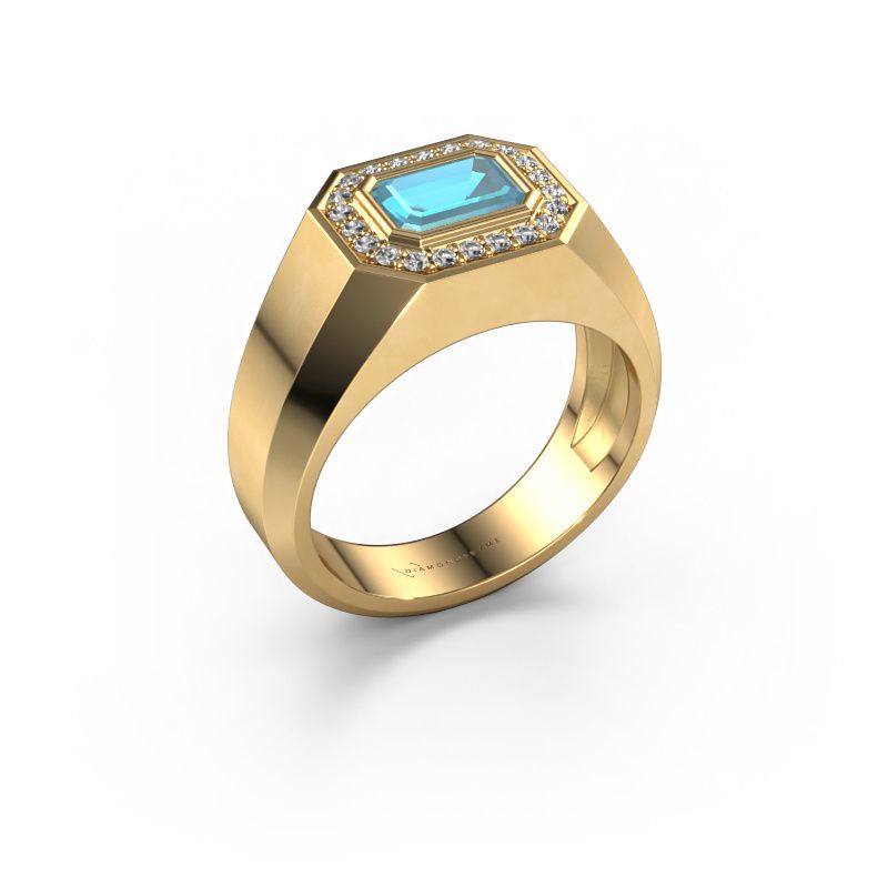 Men's ring Dylan 2 585 gold blue topaz 7x5 mm