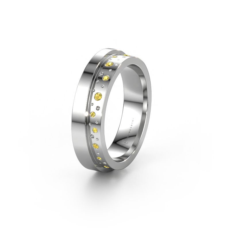 Trouwring WH6016L15E 950 platina gele saffier ±5x2.6 mm