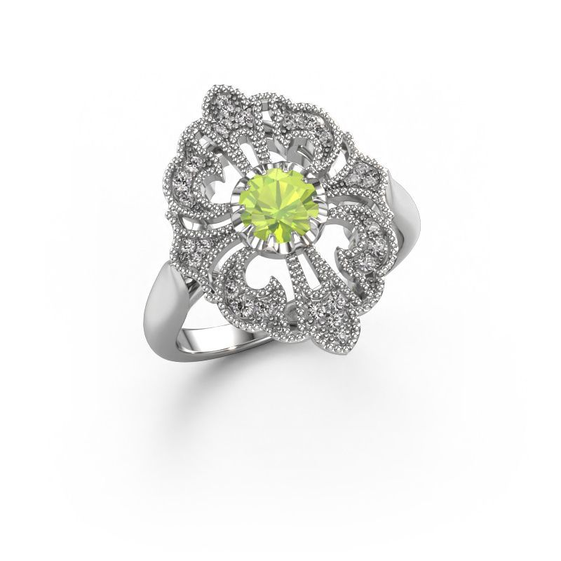 Verlovingsring Naida 585 witgoud peridoot 5 mm