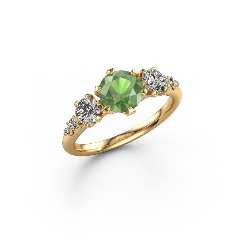 Bague de fiançailles Aniek RND 585 or jaune vert tourmaline 6.5 mm