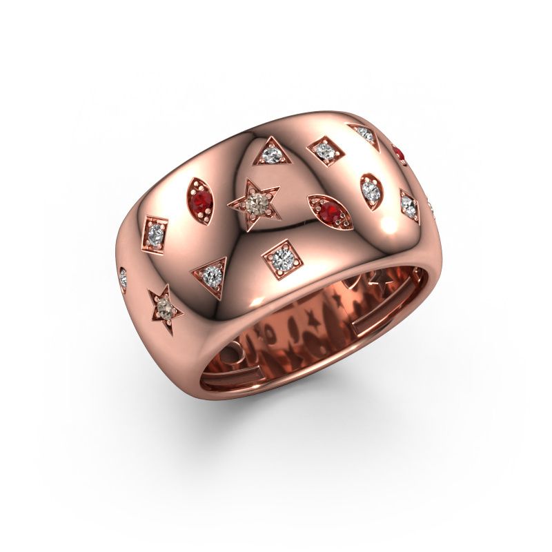 Ring Sasha 2 585 rose gold ruby 1.5 mm