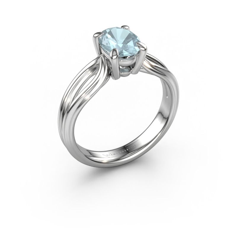 Engagement ring Antonia ovl 1 950 platinum aquamarine 8x6 mm
