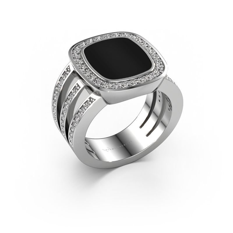 Zegelring Tijn 950 platina onyx 13x11 mm