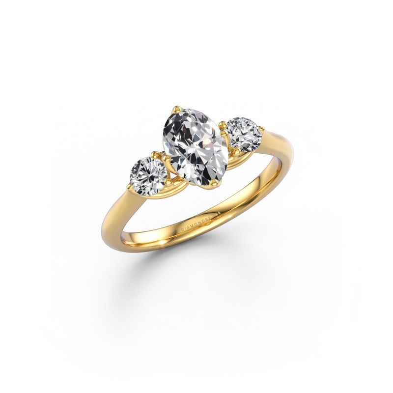 Engagement ring Vosje OVL 585 gold lab grown diamond 1.20 crt