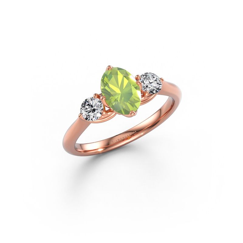 Engagement ring Vosje OVL 585 rose gold peridot 7,5x5,5 mm