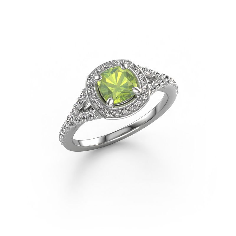 Verlovingsring Pamela CUS 950 platina peridoot 5.5 mm