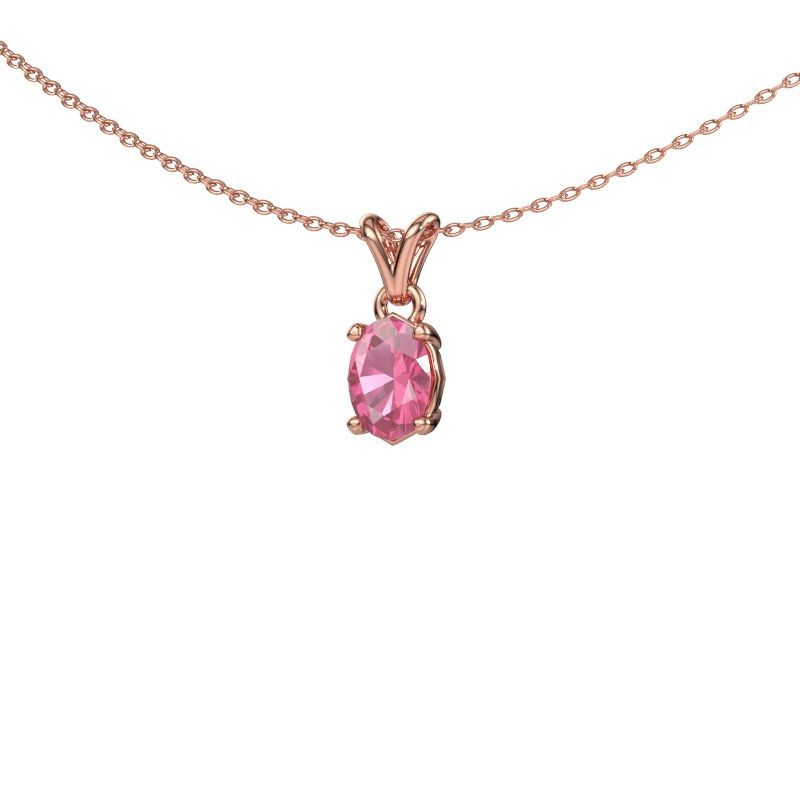 Image de Collier Lucy 1<br/>585 or rose<br/>Saphir rose 7x5 mm