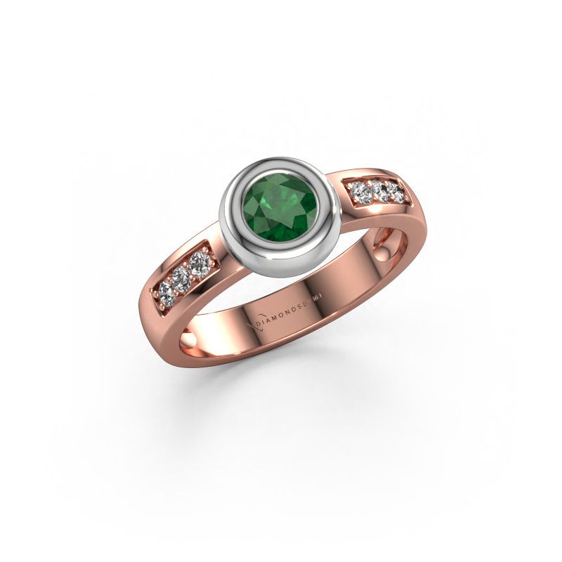 Ring Charlotte Round 585 Roségold Smaragd 4.7 mm