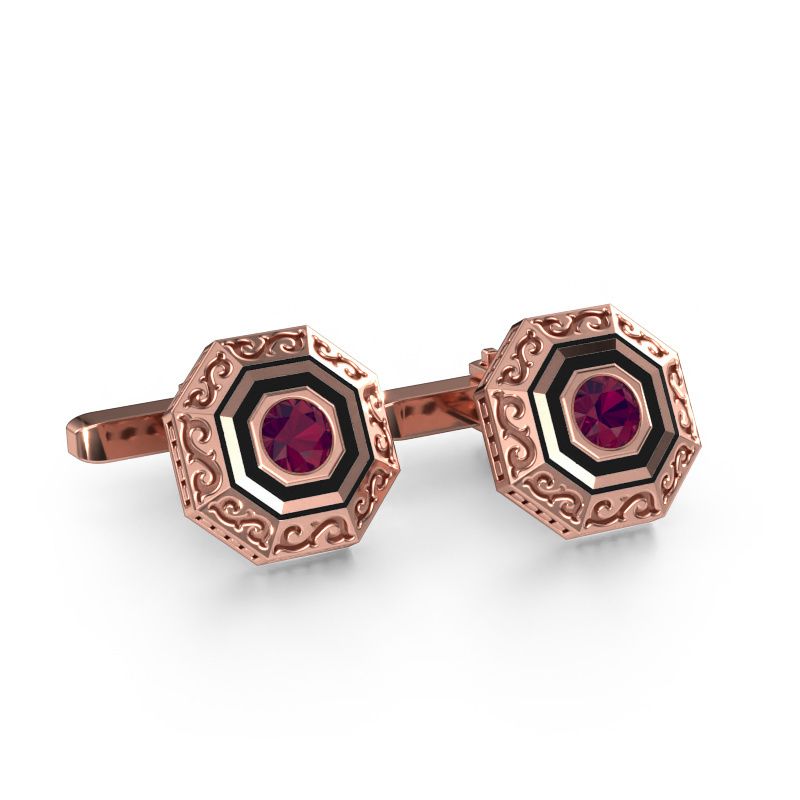 Manchetknopen Dion 585 rosé goud rhodoliet 5 mm