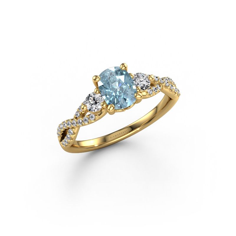 Engagement ring Marilou CSH 585 gold blue lab grown diamond 7.4x5.8 mm