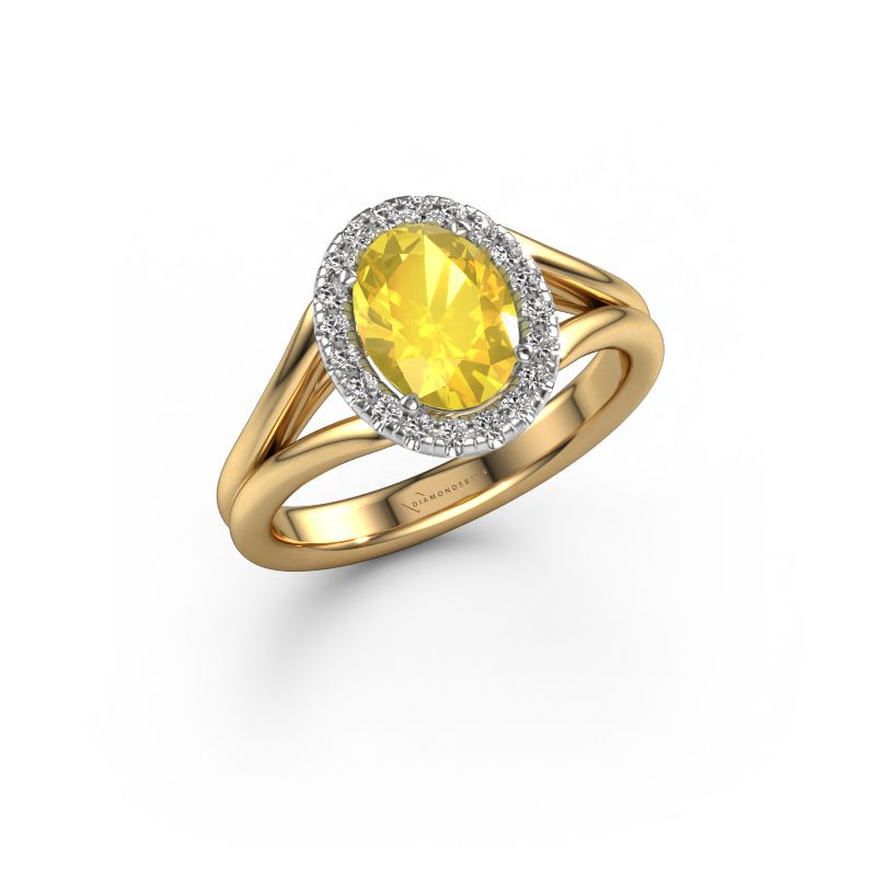 Verlobungsring Verla ovl 1 585 Gold Gelb Saphir 8x6 mm