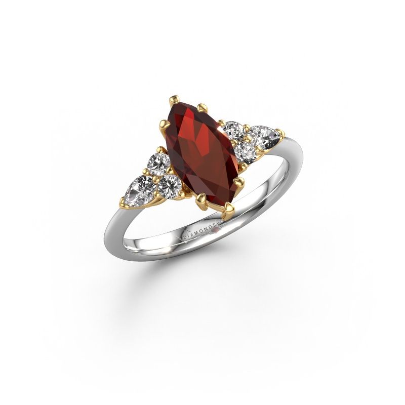 Engagement ring Melani MRQ 585 white gold garnet 11x5.5 mm