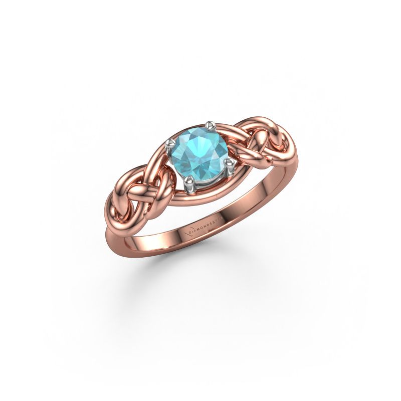 Ring Zoe 585 Roségold Blau Topas 5 mm