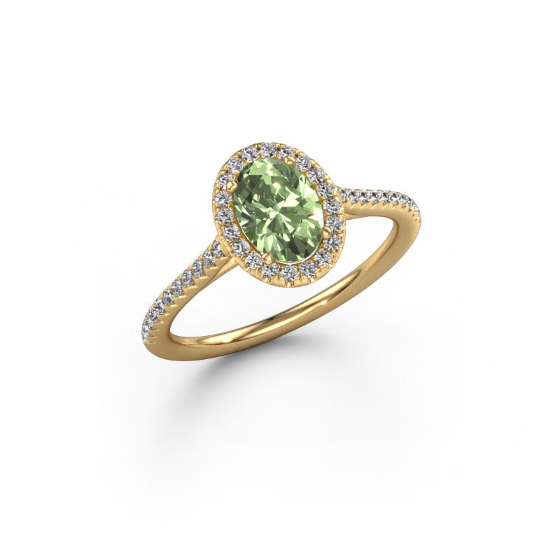 Engagement ring Seline ovl 2 585 gold green lab grown diamond 7x5 mm