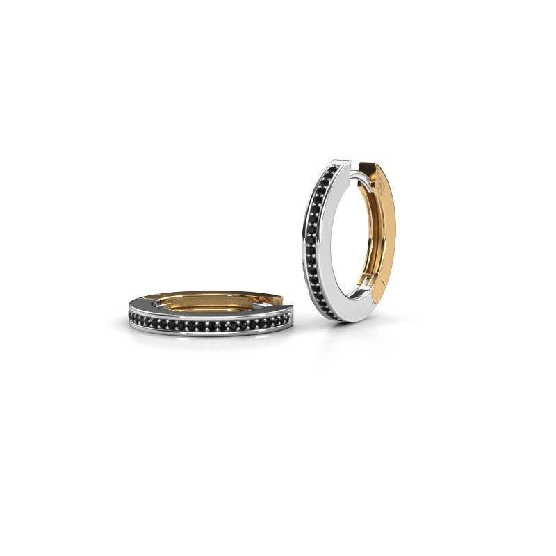 Image of Hoop earrings renee 4 12 mm<br/>585 white gold<br/>Black diamond 0.456 crt