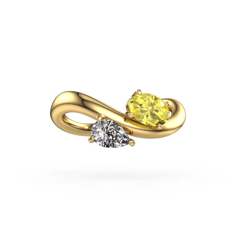 Engagement ring Chloe OVL-PER 585 gold yellow lab grown diamond 6.5x4.5 mm
