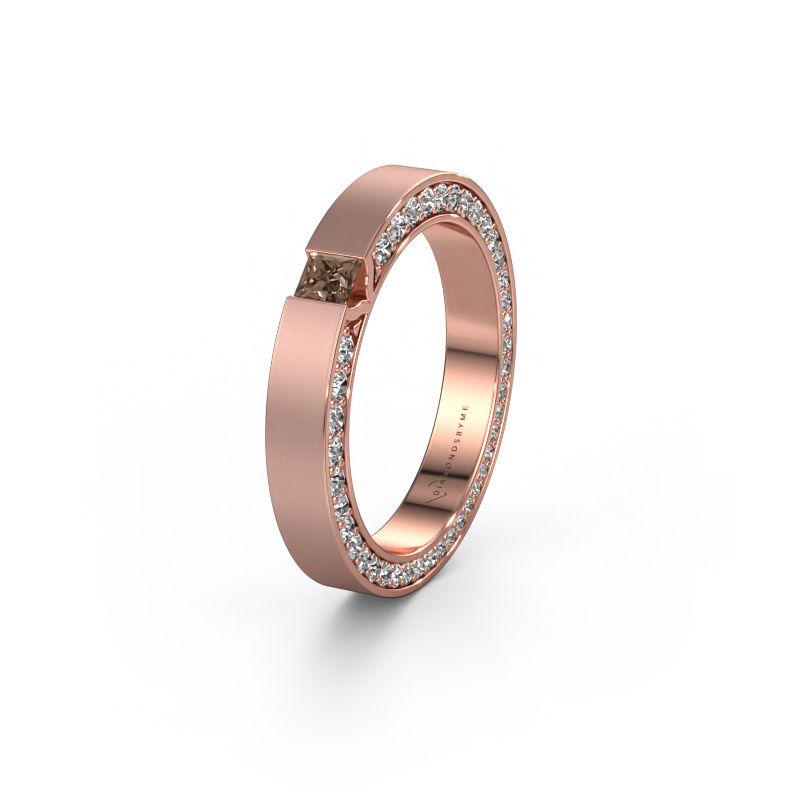 Trouwring WH2140L14B 585 rosé goud bruine diamant ±3,5x2 mm