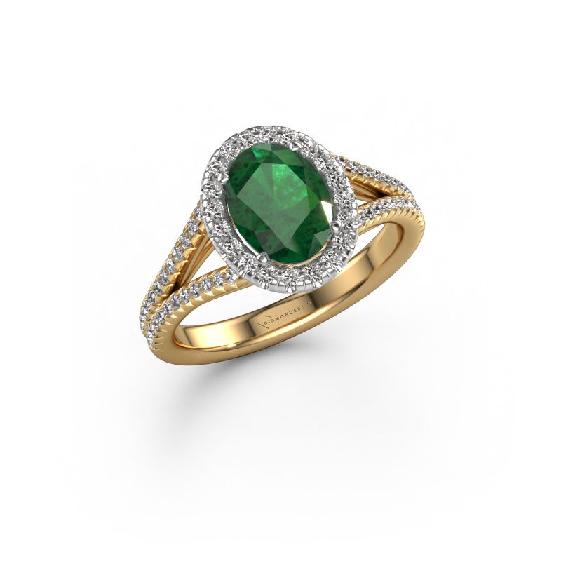 Engagement ring Verla ovl 2 585 gold emerald 8x6 mm