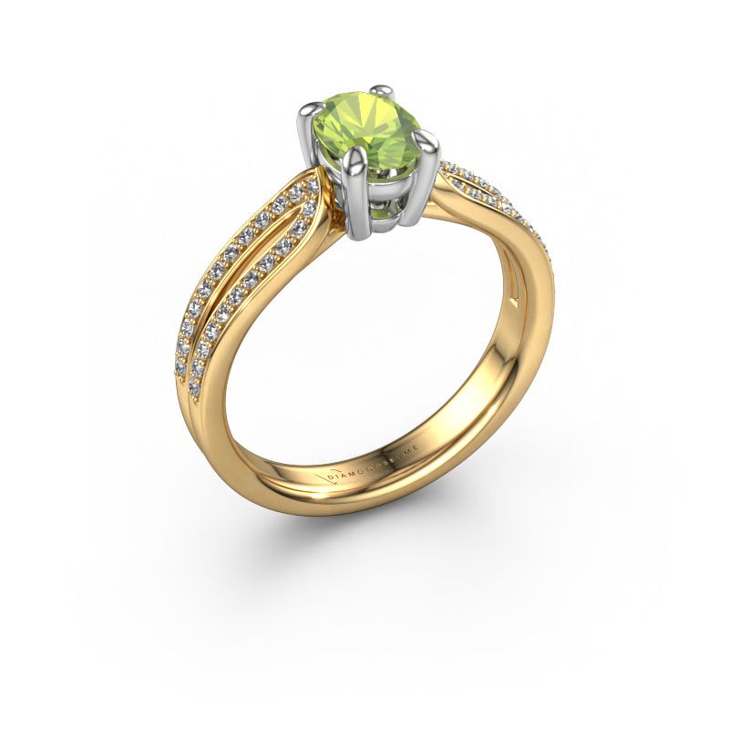 Anillo de compromiso Antonia ovl 2 585 oro peridoto 7x5 mm