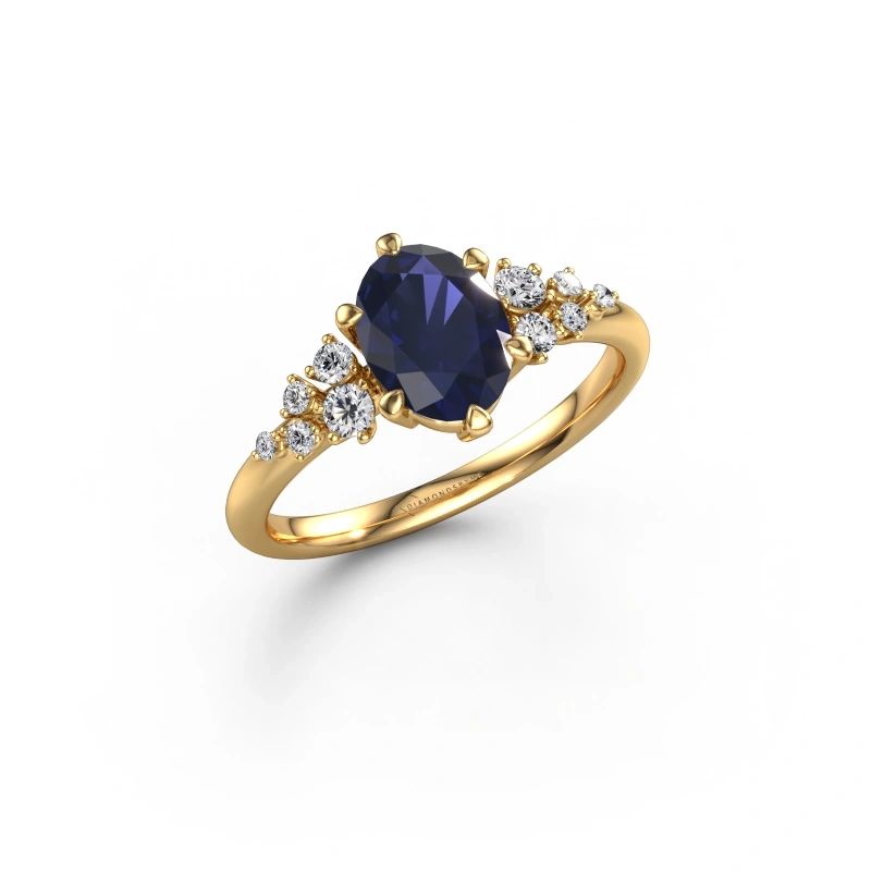 Verlovingsring Royce OVL 585 goud saffier 8x6 mm