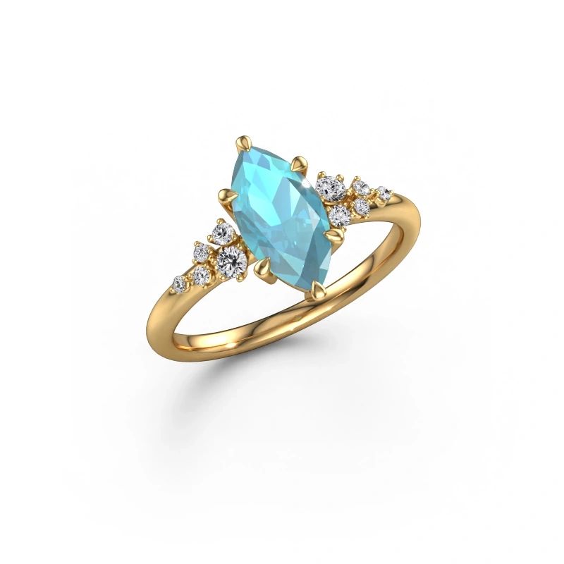 Forlovelsesring Royce MRQ 585 gull blå topas 11x5.5 mm