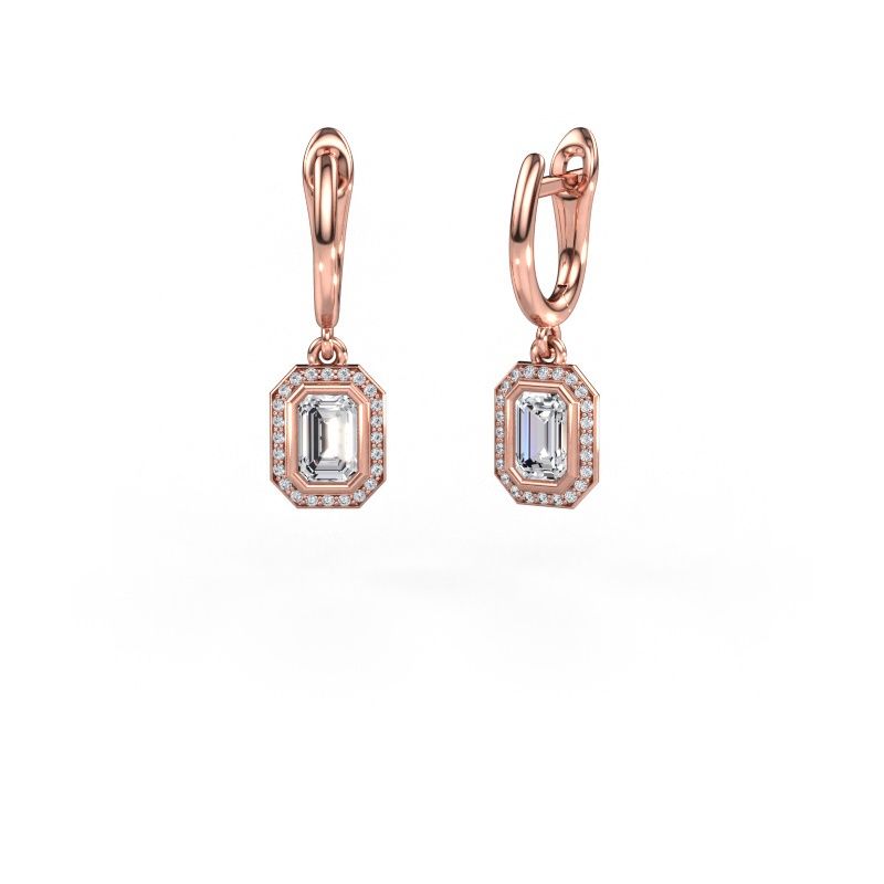 Pendants d'oreilles Noud EME 585 or rose diamant 0.70 crt
