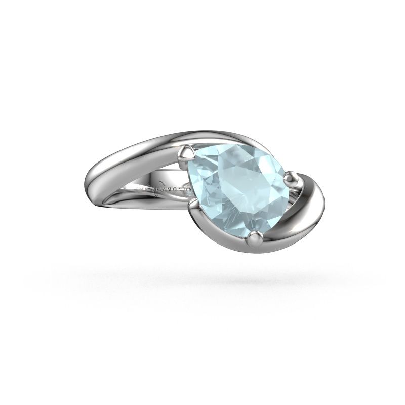 Verlobungsring Aida PER 585 Weißgold Aquamarin 9x7 mm