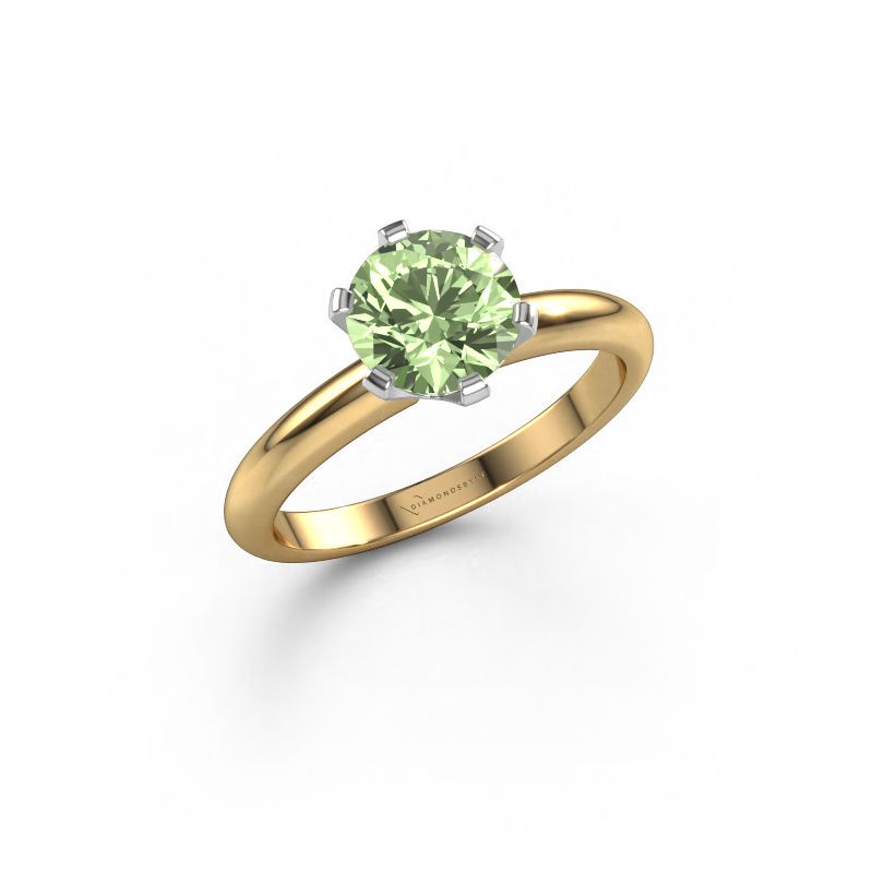 Engagement ring Tiffy 1 585 gold green lab grown diamond 7 mm