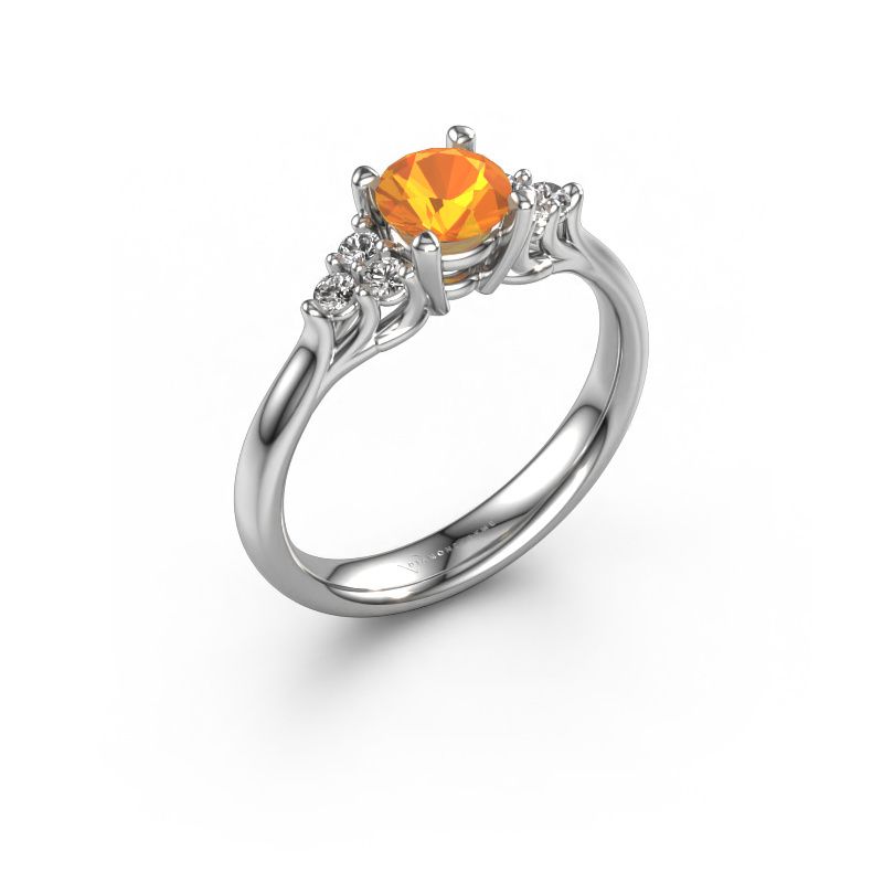 Bague de fiançailles Monika RND 585 or blanc citrine 5.5 mm