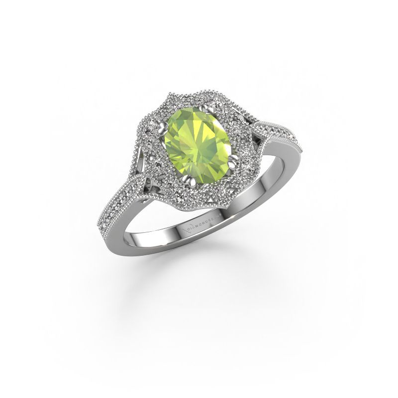 Verlovingsring Loni 585 witgoud peridoot 7,5x5,5 mm
