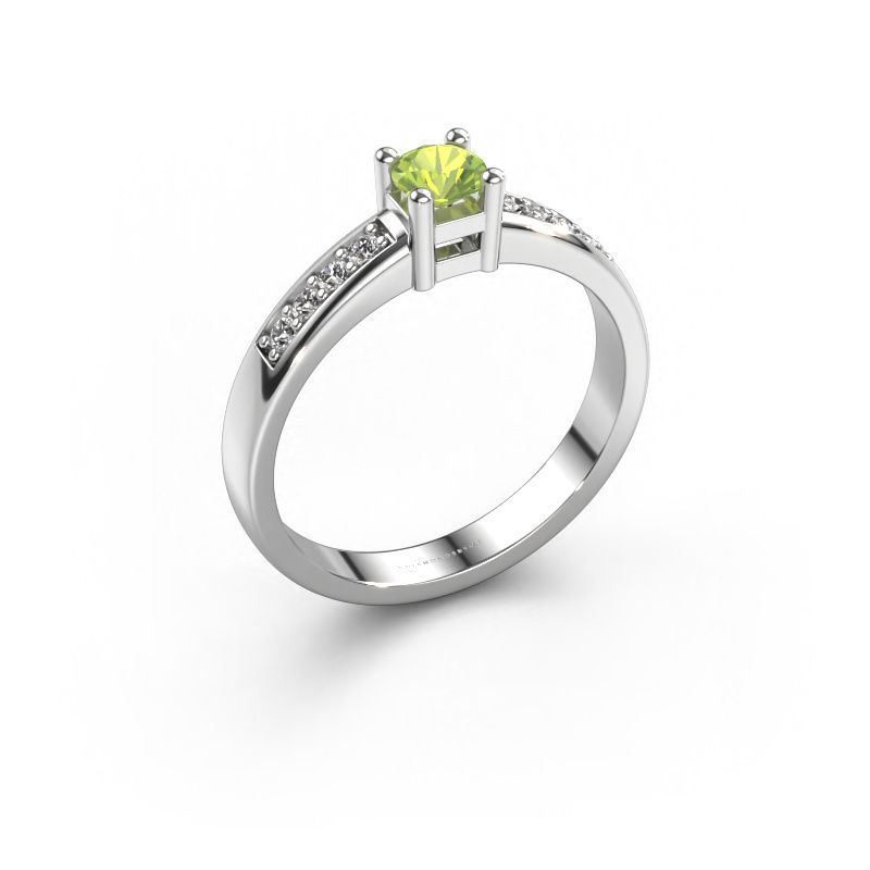 Verlovingsring Eline 2 950 platina peridoot 3.7 mm