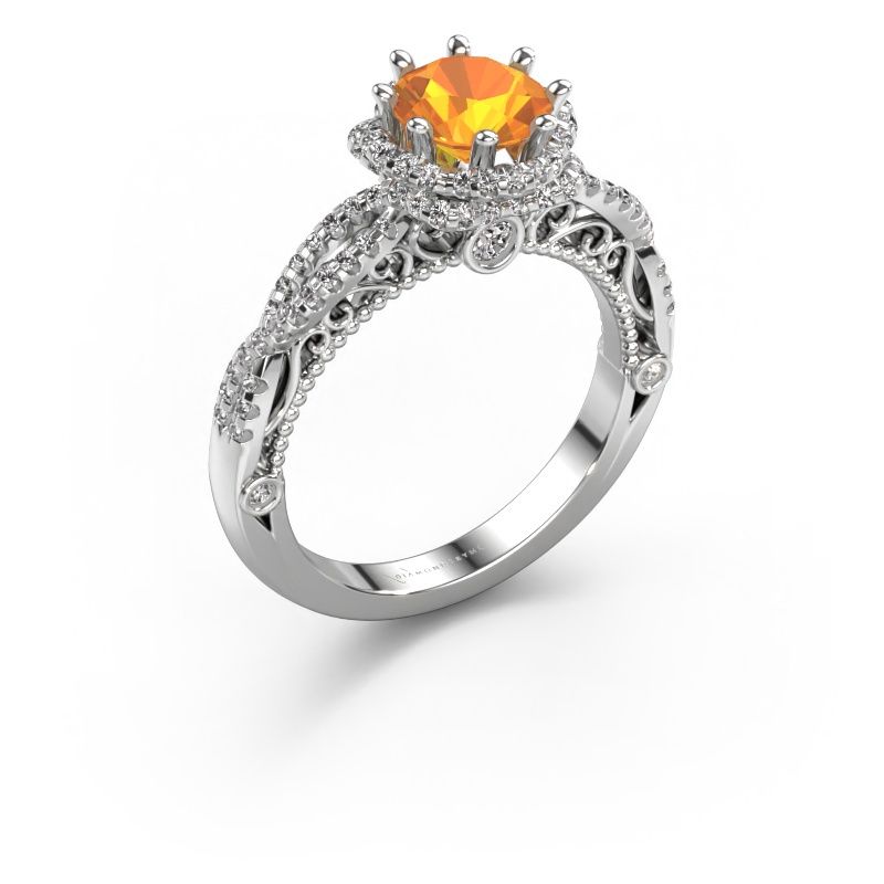 Verlovingsring Lysanne 950 platina citrien 6.5 mm