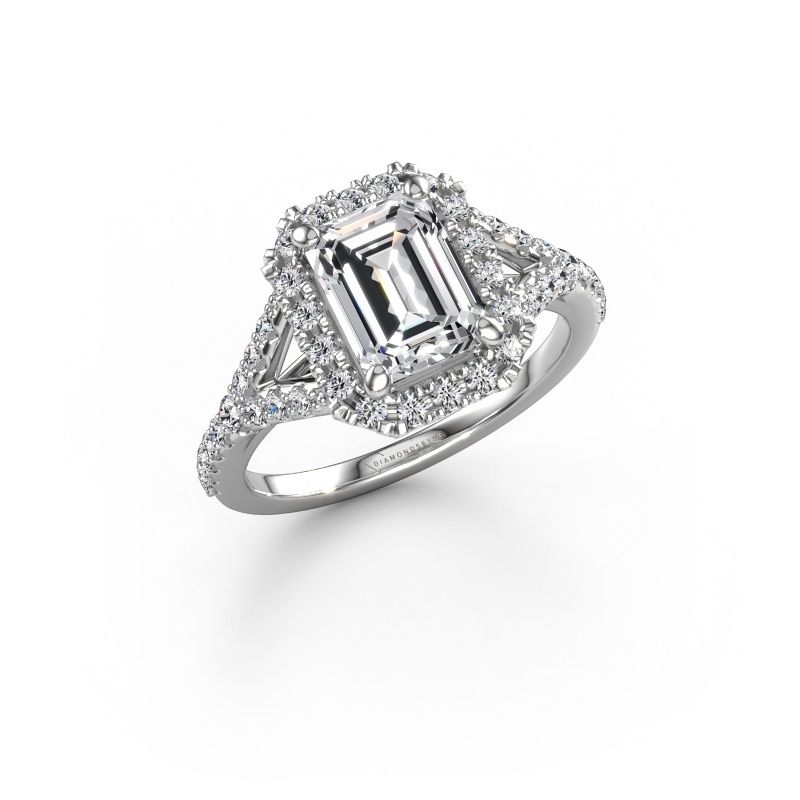 Engagement ring Kimber EME 950 platinum zirconia 8x6 mm