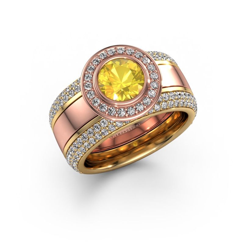 Ring Roxie 585 rosé goud gele saffier 6.5 mm