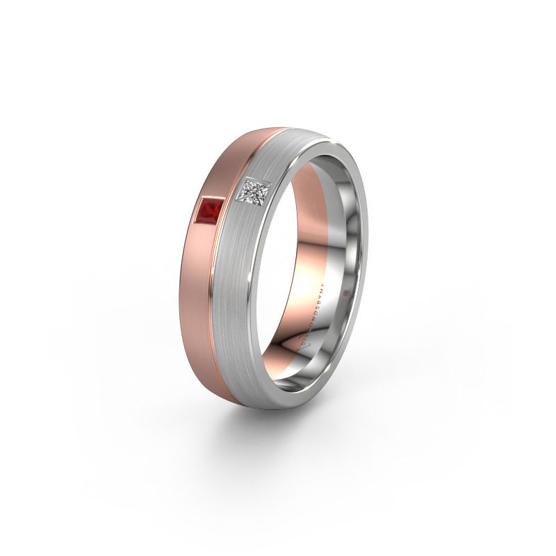 Trauring WH0250L26BM 585 Roségold Rubin ±6x2 mm