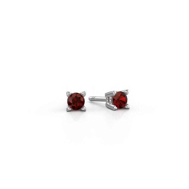 Stud earrings Cather 585 white gold garnet 4 mm