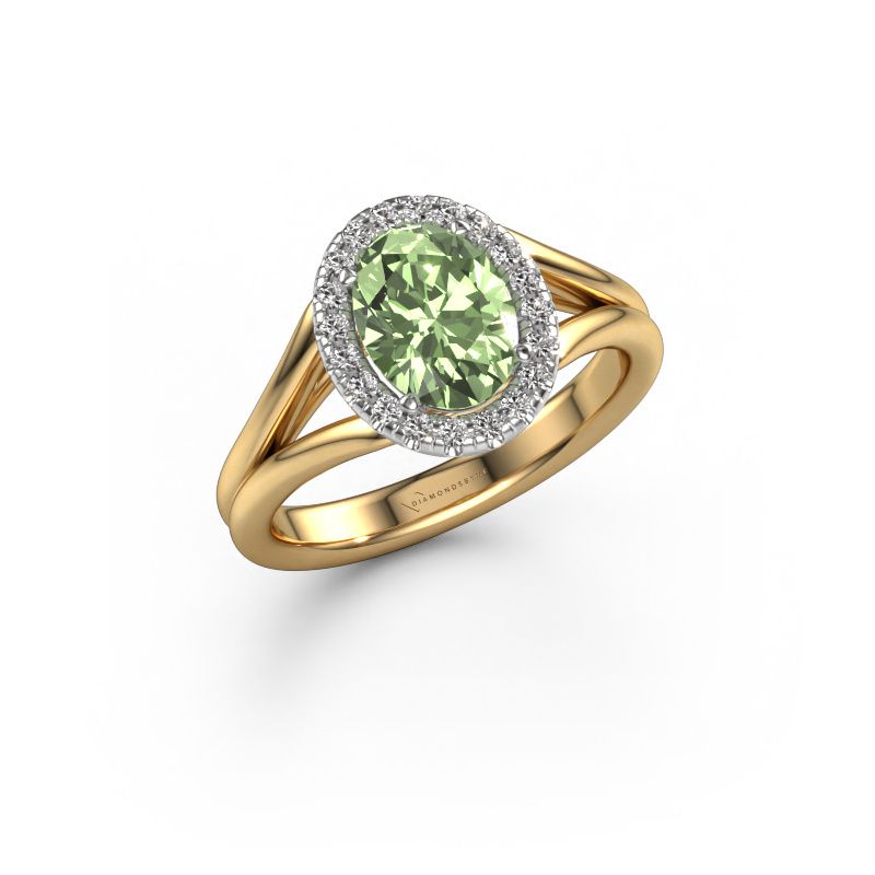 Engagement ring Verla ovl 1 585 gold green lab grown diamond 8x6 mm