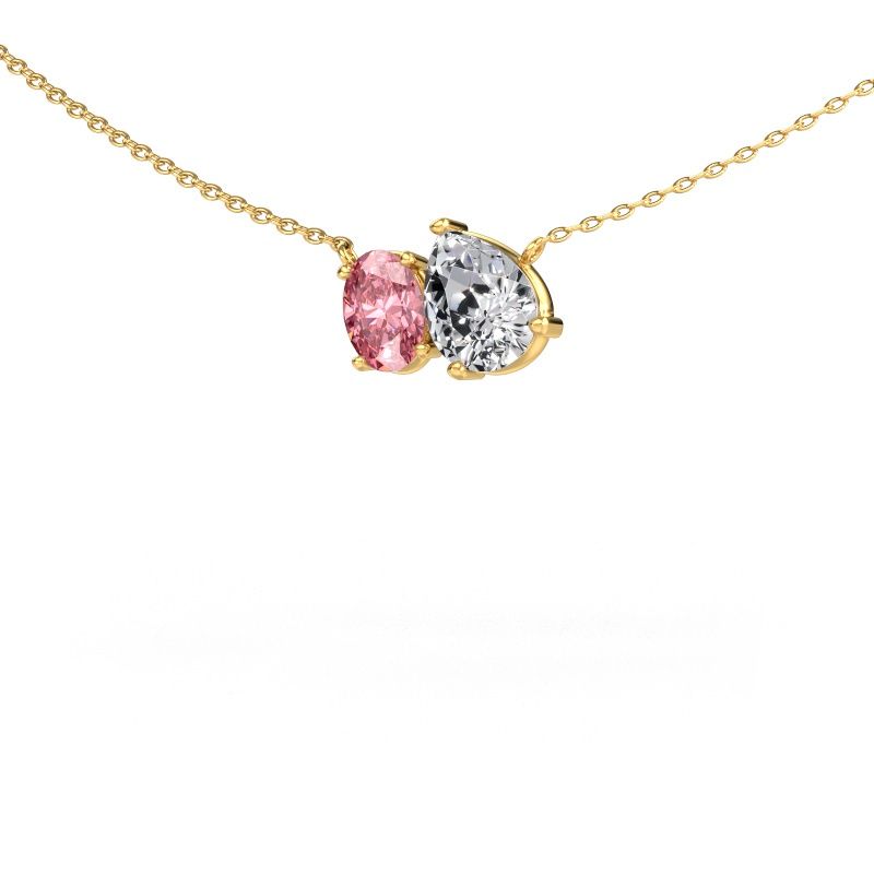 Pendant Toi et Moi PER OVL 585 gold lab grown diamond 1.00 crt