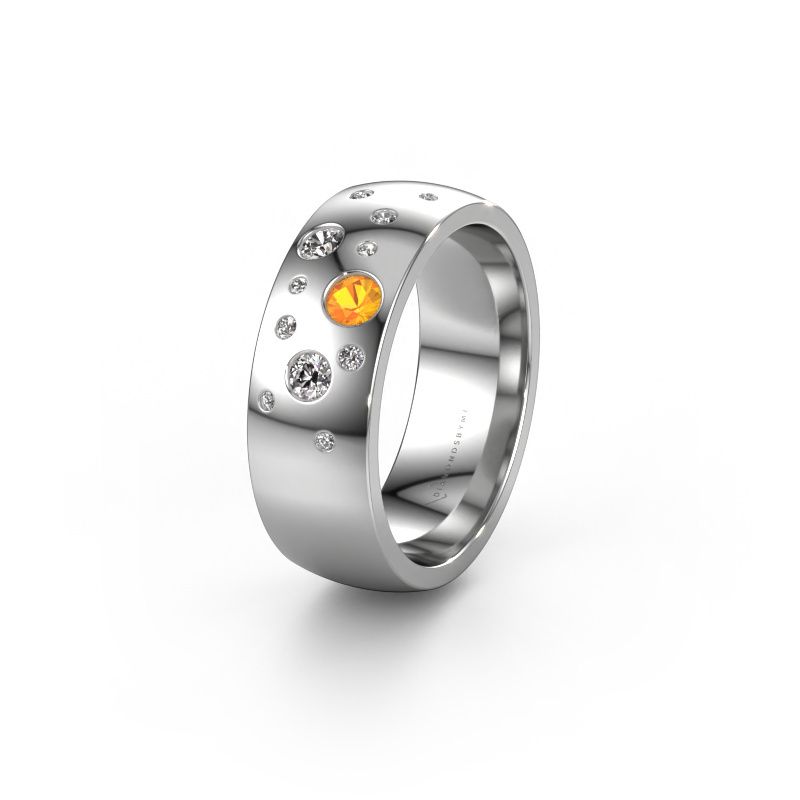 Wedding ring WH0141L26BP 585 white gold citrin ±7x2 mm