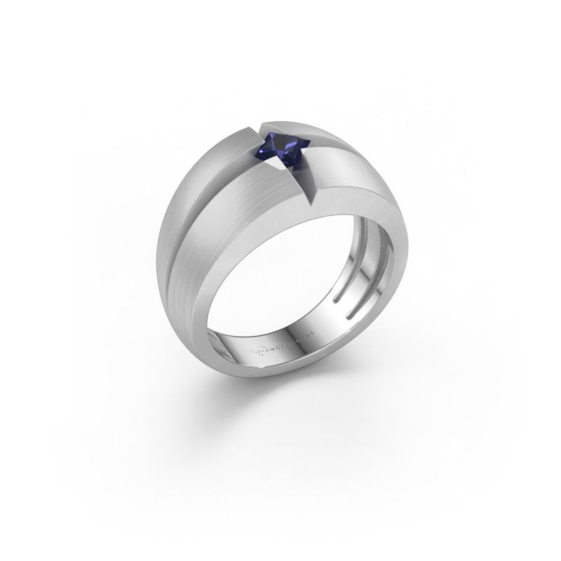 Heren ring Rens 585 witgoud saffier 3.5 mm