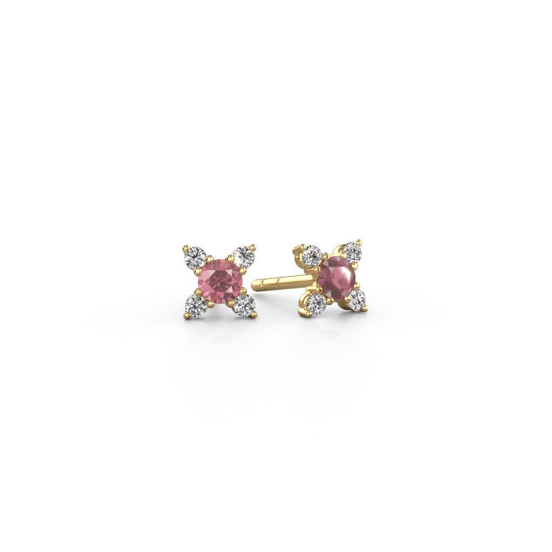 Earrings Nina 585 gold tourmaline pink 3 mm