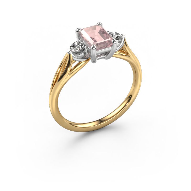 Engagement ring Amie EME 585 gold morganite champagne 7x5 mm