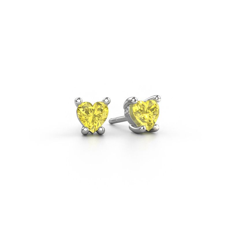 Boucles d'oreilles Sam Heart 950 platine diamants synthétiques jaune 5 mm