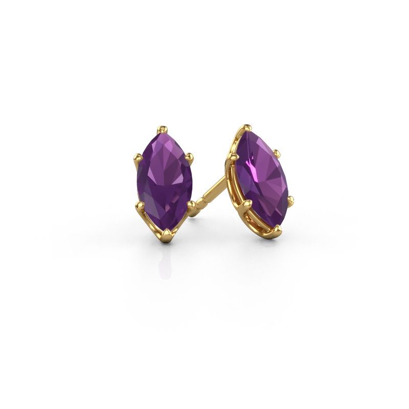 Clous d'oreilles Sam MRQ 585 or jaune améthyste 10x5 mm