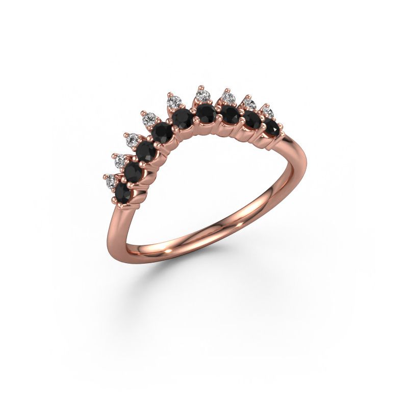 Stackable ring Vivian B 585 rose gold black diamond 0.414 crt