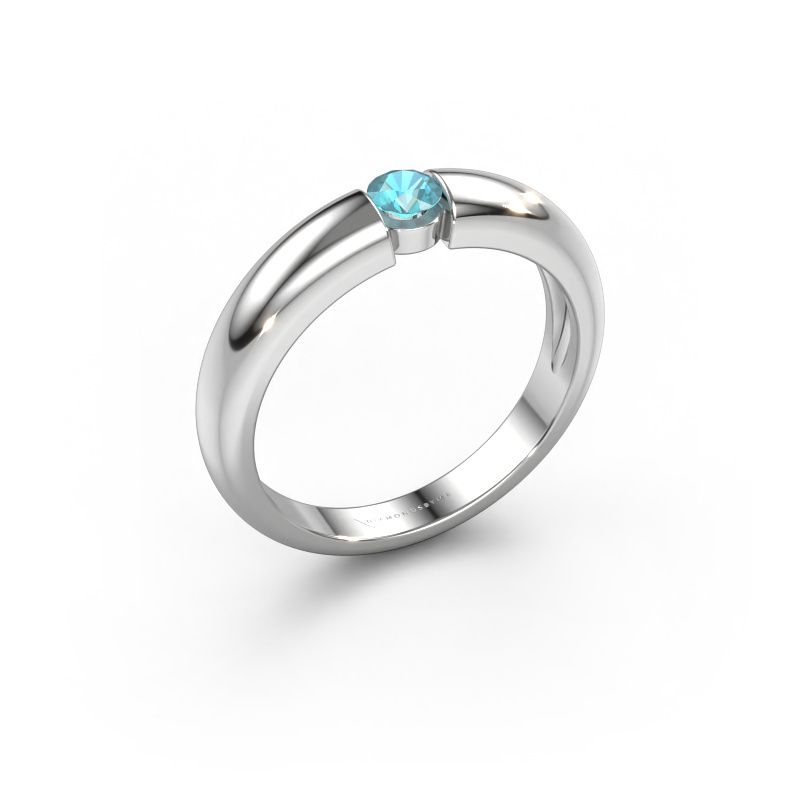 Engagement ring Amelia 950 platinum blue topaz 3.4 mm