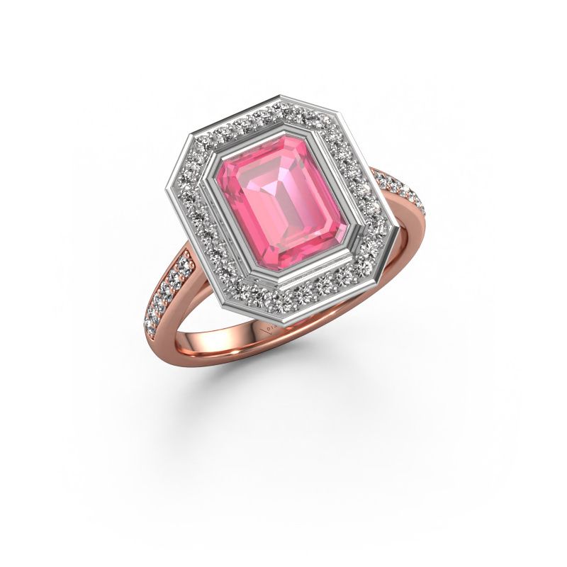 Forlovelsesring Noud 2 EME 585 roségull rosa safir 8x6 mm