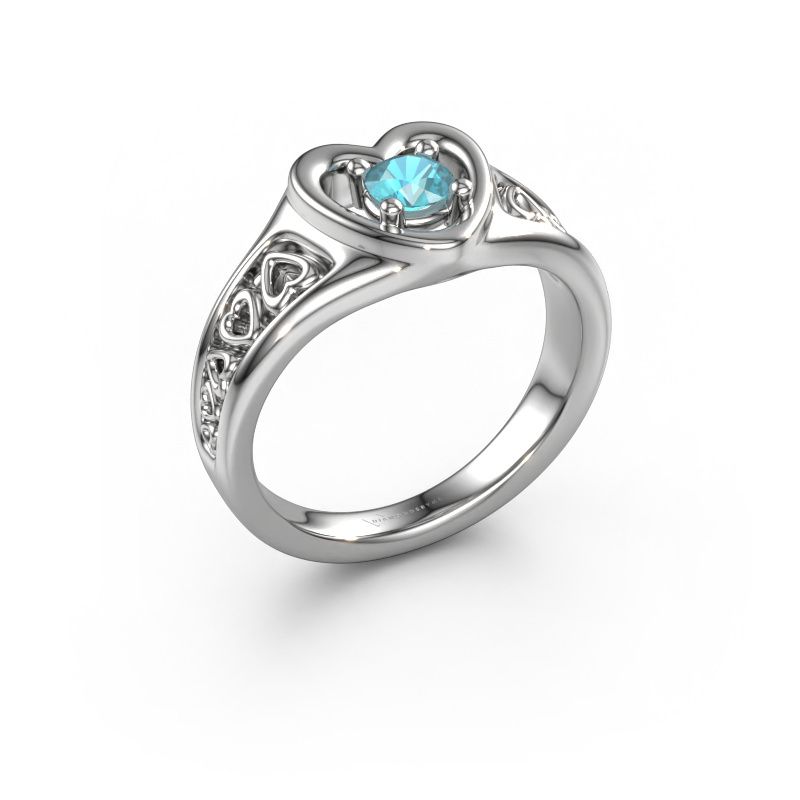 Ring Eura 585 Weißgold Blau Topas 4 mm