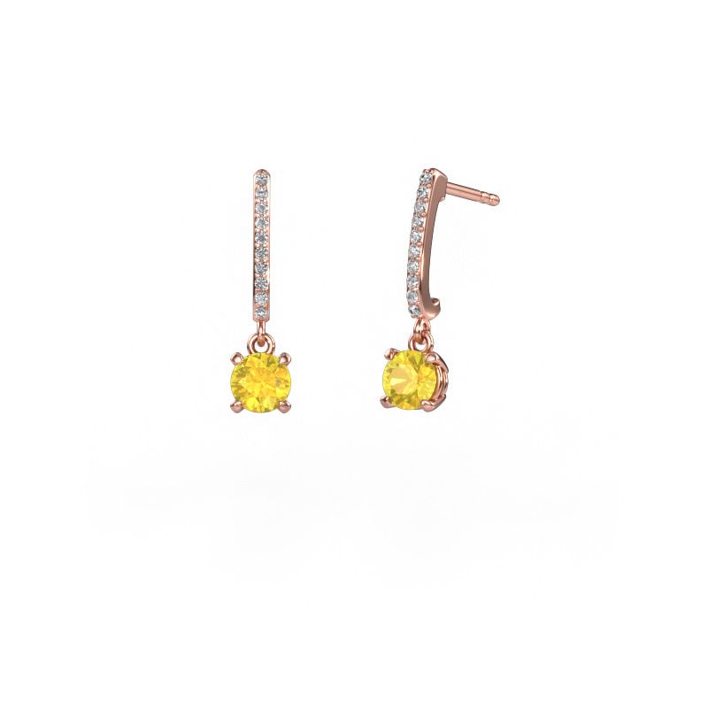Drop earrings Tanja 1 585 rose gold yellow sapphire 5 mm