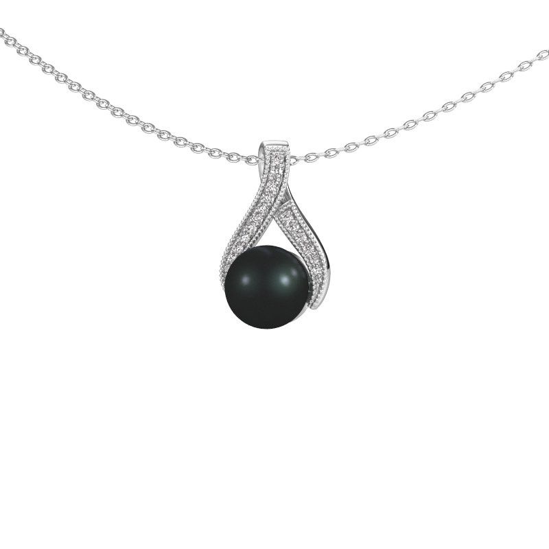 Anhänger Kasha 585 Weißgold Schwarz Perle 5 mm